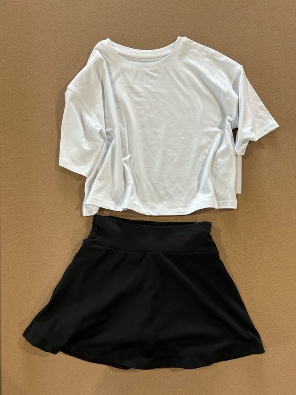 White Cropped Tee and Black Skort Set